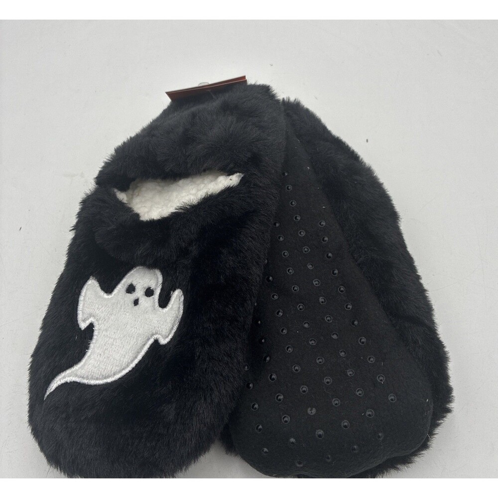 Ghost Halloween Slipper Socks Black White Size S/M Shoes Size 5-7 Womens